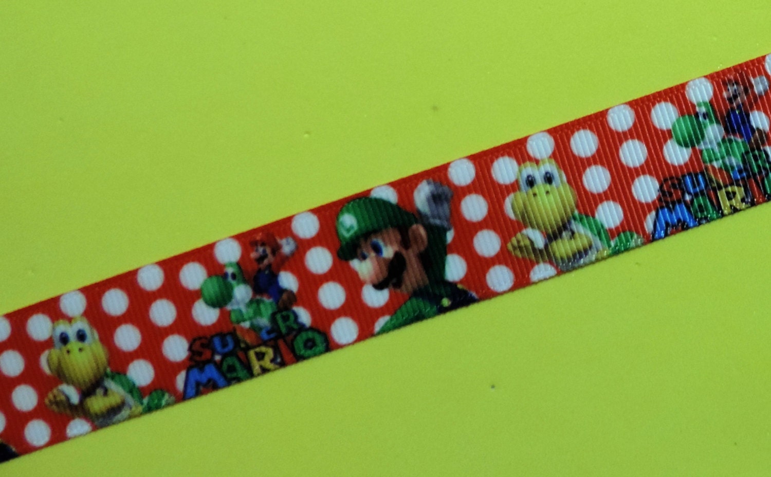 Mario brothers ribbon 3 yards from on Etsy Studio