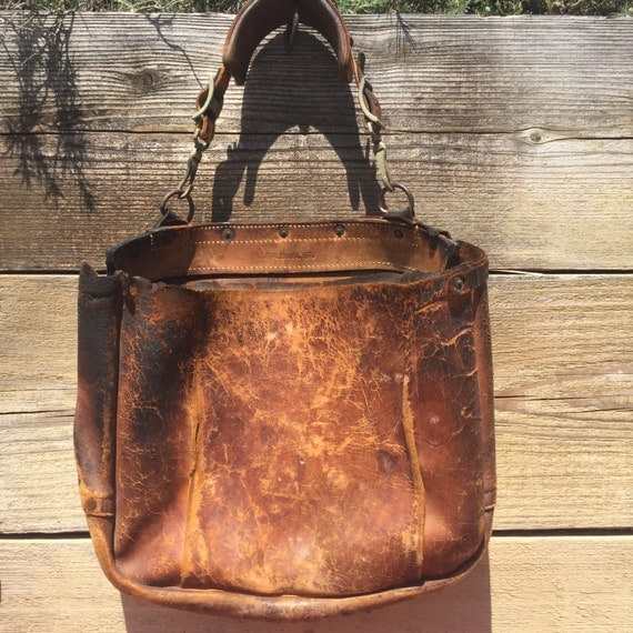Leather Mail Bag. Rare Bona Allen. US by AntiqueJewelrySupply