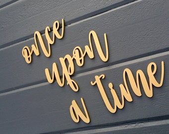 Once upon a time Small Quote Wall Sign, Nursery Above Crib Boy Room Office Home Wall Art Baby Shower Gift Wood Sign Decor Wooden Sign