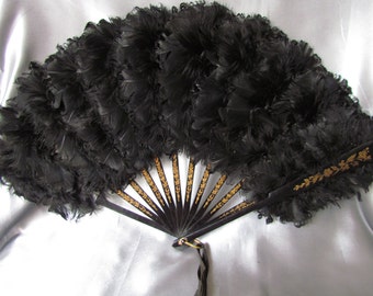 Antique French Black Feather Fan