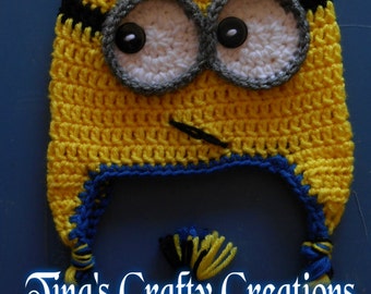 Minion Hat, Crochet Minion Hat, Yellow Man Hat, Photo Prop, Photography Prop, Minion Costume Hat, Crochet Hat, Handmade, Winter Hat