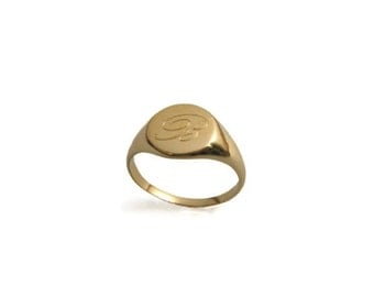 14k solid gold Gold monogram ring. Personalized ring, Unisex ring, gift for him,personalized jewelry, Men ring, gold initial ring, (1746).