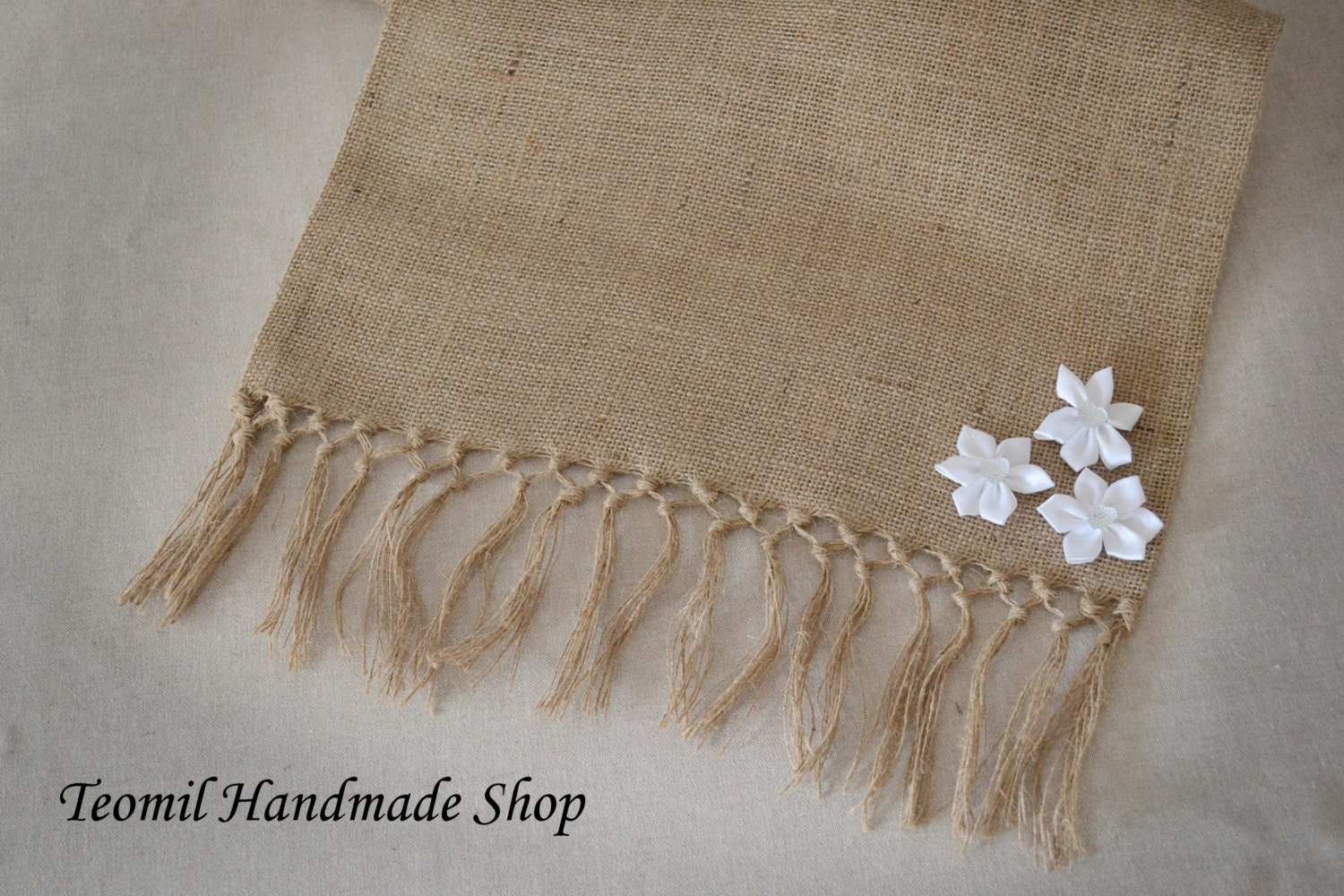 Burlap Table Runner Fringe Table Decor Beach Rustic Wedding
