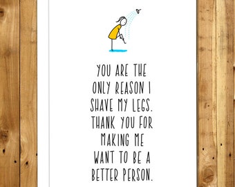 Funny Anniversary Card. Boyfriend Card. Boyfriend Cards. Girlfriend Bday Card. Cute I Love You Card. Funny Boyfriend Card. Shave My Legs