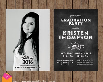 Boy Graduation Invitation Now and Then w/ Baby Picture