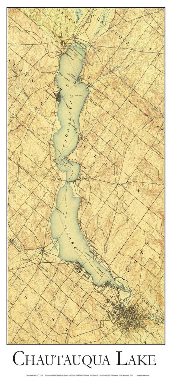 Chautauqua Lake Closeup 1904 USGS Old Topographic Map