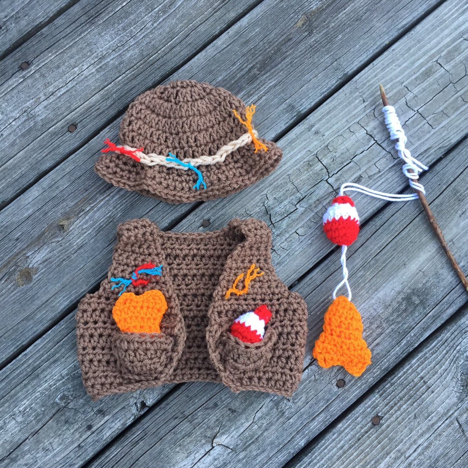 Baby Fisherman Photo Prop Outfit Fishing Vest Fishing Hat