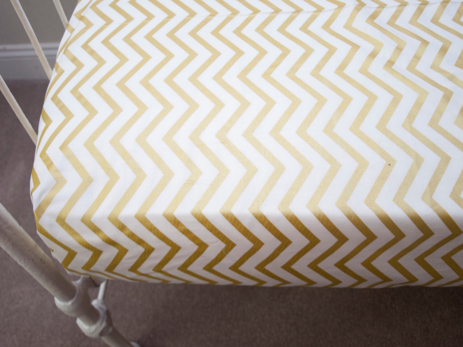 Metallic Gold Chevron Designer Fitted Crib Sheet Cot Sheet
