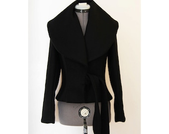 Short Black Wool Coat - JacketIn