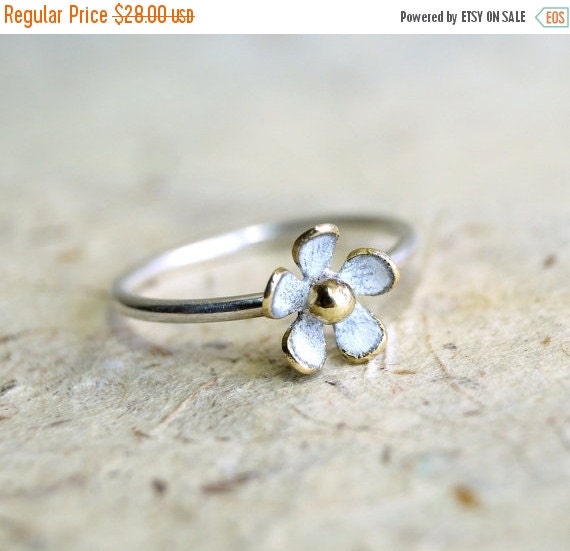 ON SALE TINY Daisy White ring stacking ring patina by ONEIROXORA