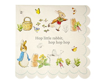 Peter Rabbit LARGE Paper Napkins (Set of 20) - 6.5 x 6.5" - Meri Meri Beatrix Potter Party Napkins (Licensed)