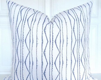 Nate Berkus Pillow Cover - Designer Pillow - Blue and White - Navy Blue - Decorative Pillow - 18x18, 20x20, 22x22, Lumbar - Toss Pillow