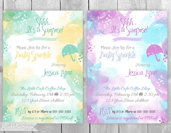 Watercolor Surprise Baby Shower Sprinkle Invitations by ...