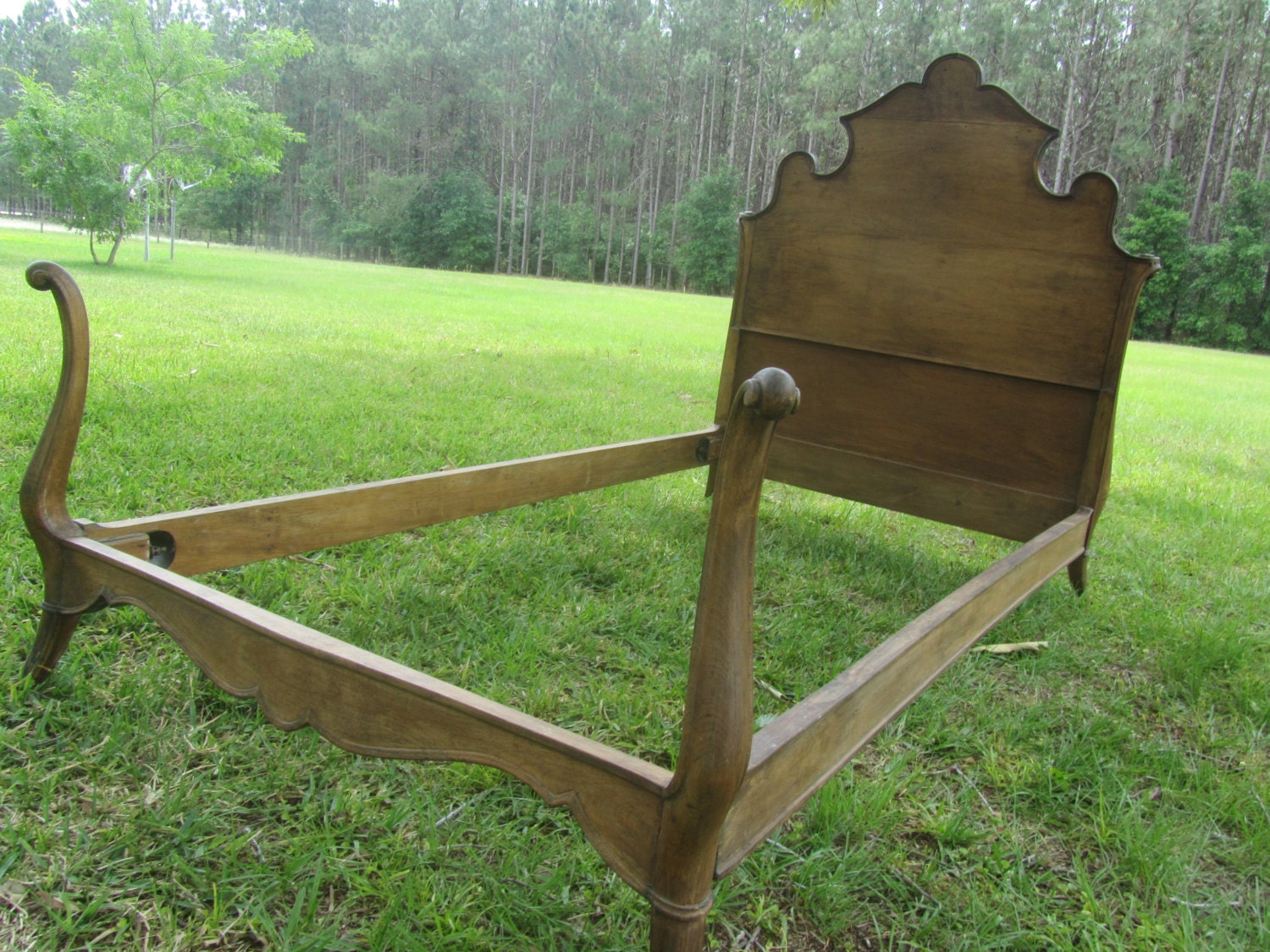 Antique twin bed wood bed ornate headboard farmhouse