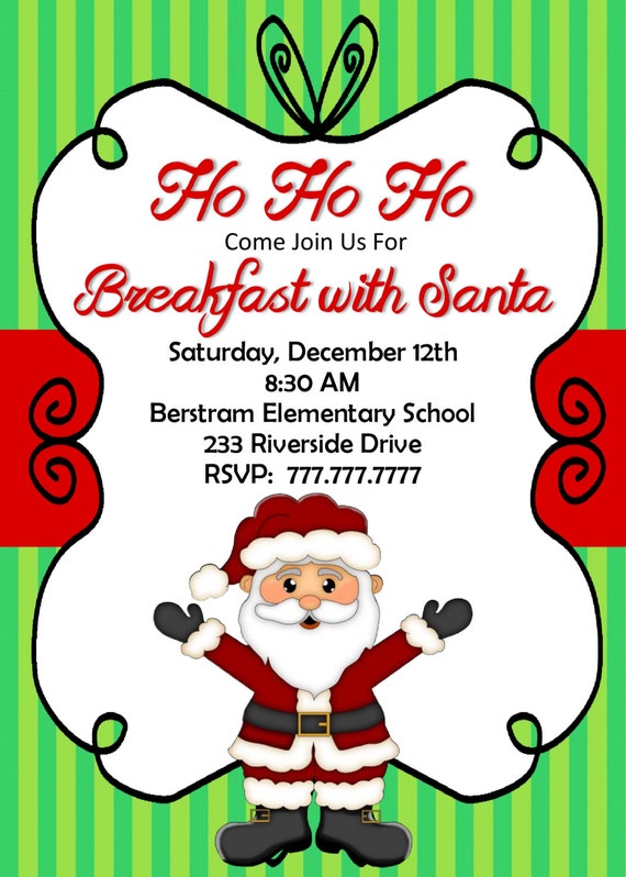 DIY PRINTABLE Breakfast With Santa Invitation Christmas