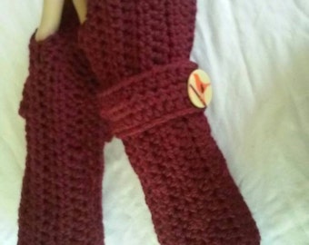 Crochet Fingerless Gloves-Thick and Cozy- Wine