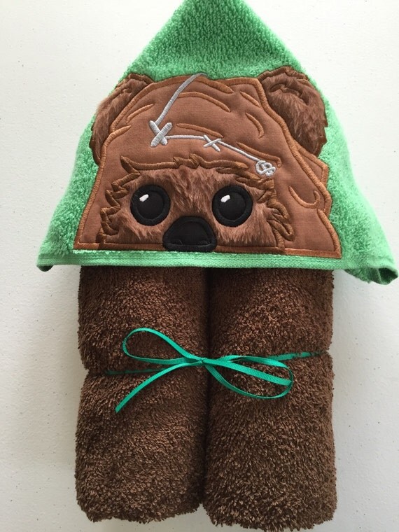 Furry Galaxy Bear Applique Hooded Bath Beach Towel 30 x