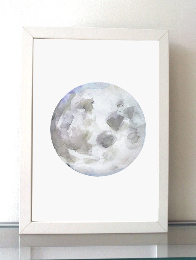 Moon Art Moon Watercolor Painting giclee print lilac art