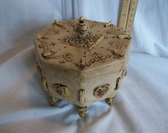 SALE***Creepy Victorian Casket Jewelry Box Mummified Vampire Heart Oddity Sideshow Gaff