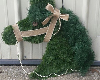Artifical Horse Head Wreath- you pick the color ribbon
