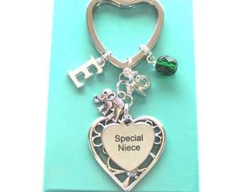 Special Niece gift - 16th birthday gift for niece - Niece keyring - Elephant keychain - Birthstone keyring for niece - Niece 16th - Etsy UK