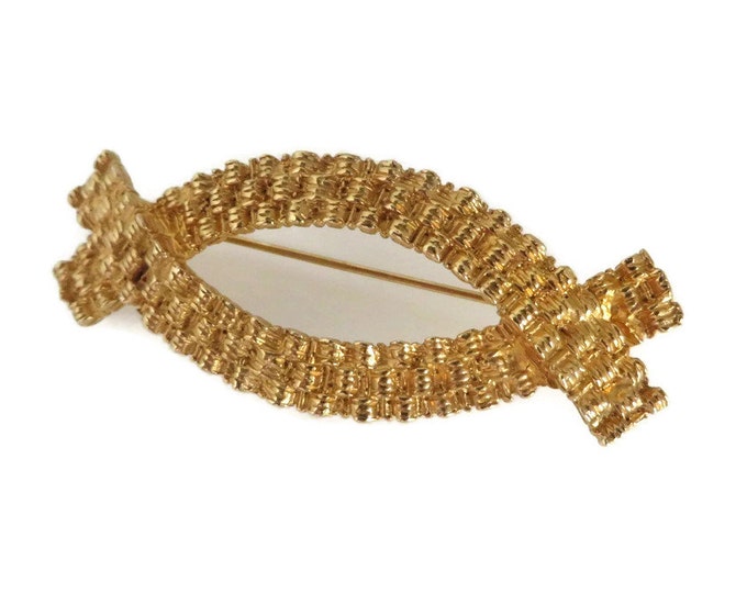 Hattie Carnegie Gold Tone Double Curve Brooch