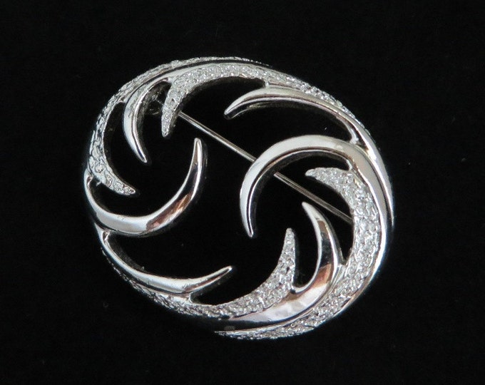 Sarah Coventry Brooch, Vintage Oval Swirl Silver Tone Pin
