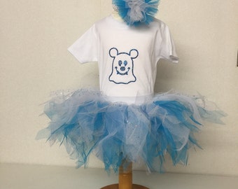 Micky Minnie Blue Ghost Halloween Fancy Dress Party Costume Tutu Set Baby Kids Toddler Bling Top