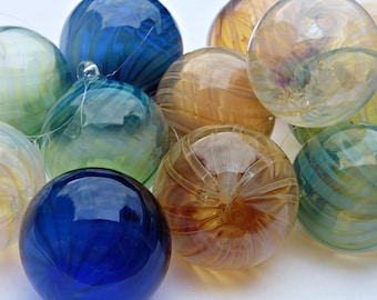 Mix and Match 5--Hand Blown Glass Christmas Ornaments Garden Balls-Twist