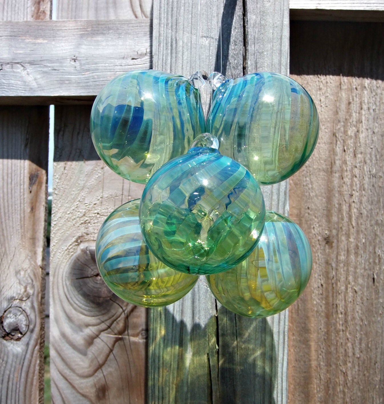 Hand Blown Glass Christmas Ornament Garden Sun by LampworkBench