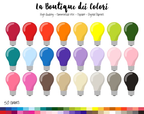 Download 50 Rainbow Light bulb Clip art, Cute Digital illustrations ...