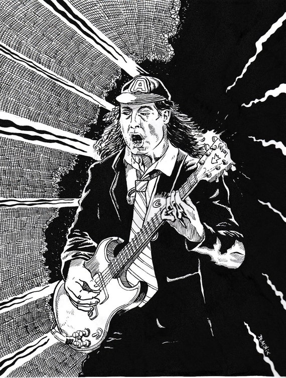 Original Drawing of AC-DC's Angus Young by PaladinFreelanceArt