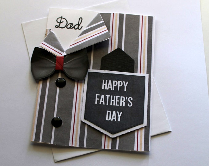 Fathers Day Card with Old School Shirt and Bowtie SOLD FOR CHARITY