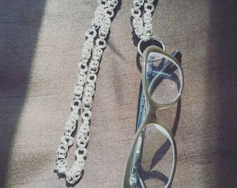Eyeglass chain, Chainmaile byzantine, stainless welded ring, silver plated, handcrafted, unique