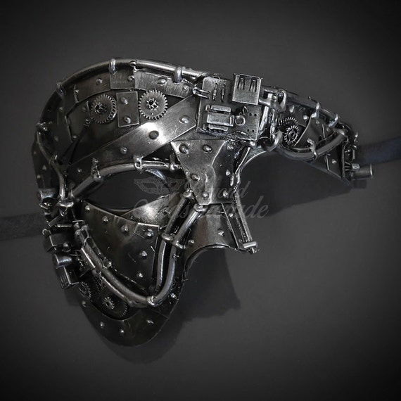 Masquerade Mask for Men, Steampunk, Steampunk Masquerade Mask, Phantom Mask, Half Face Mens Masquerade Mask, Steampunk Accessorie - Silver by 4everstore steampunk buy now online