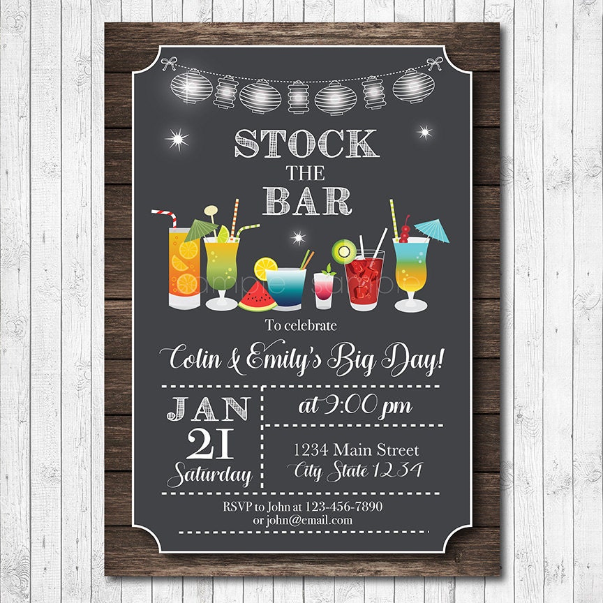 Stock the Bar Invitation Couples Shower invite Wedding