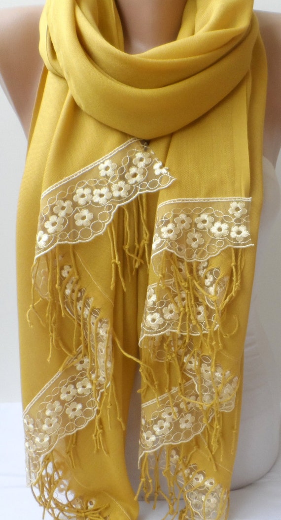 Gold Lace Gold pashmina shawls Soft Lightweight by elegancescarf