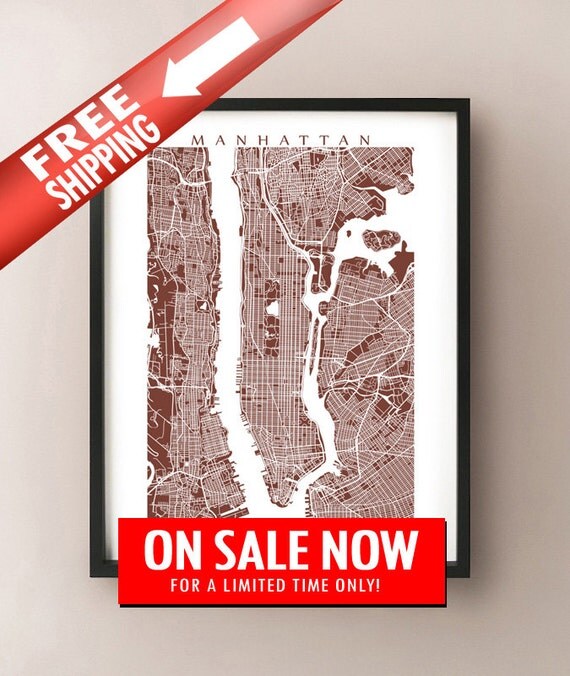 Manhattan Map Print New York Poster