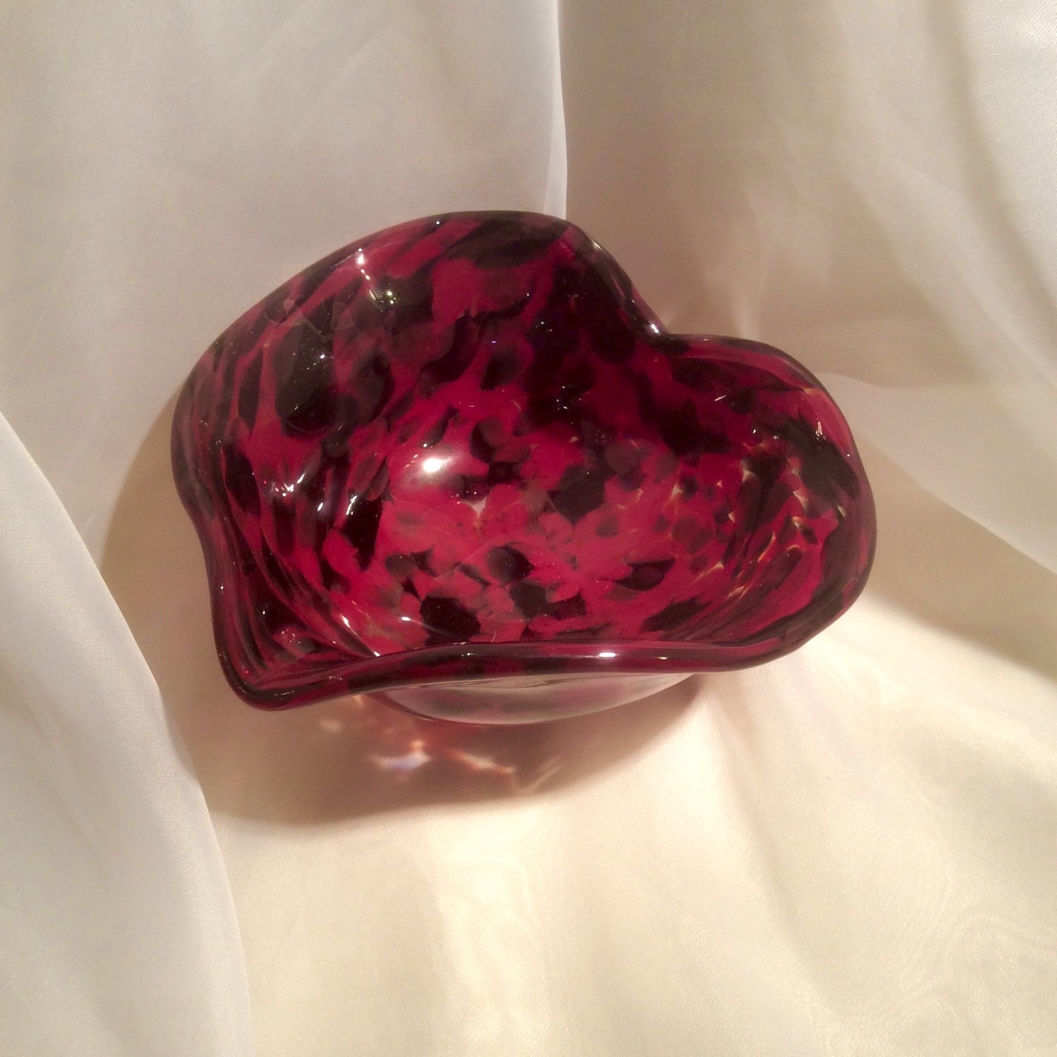 Hand Blown Glass Heart Bowl. Glass Art Heart by MoltenColor