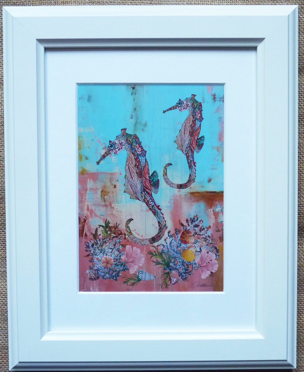 Seahorse Painting Seahorse Print Framed Seahorse Picture