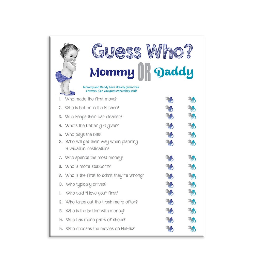 Printable Baby Shower Game Guess Who Couples