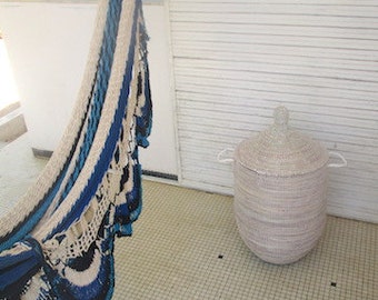 Laundry basket in white size L, Classic Hamper, Elegant Home Decor,Great contemporary Shape, Ready to be shipped