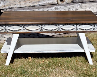 Shabby Chic Coffee Table Vintage Antique Tin Ceiling Tile Rustic Farmhouse Chic French Country Antique Furniture Table