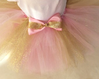 pink and gold glitter tutu, glitter tutu, pink gold tutu, newborn tutu, baby tutu, chic baby, glamourous tutu, chic baby, gold tutu