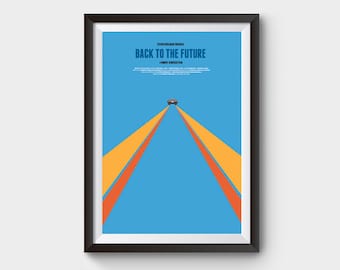 Back to the future - delorean A3 movie poster, film poster, minimal, 88 mph, time machine, delorean, clock tower, bttf trilogy, film poster