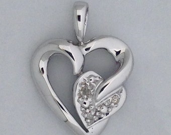 Heart Necklace Natural Diamond 925 Sterling Silver