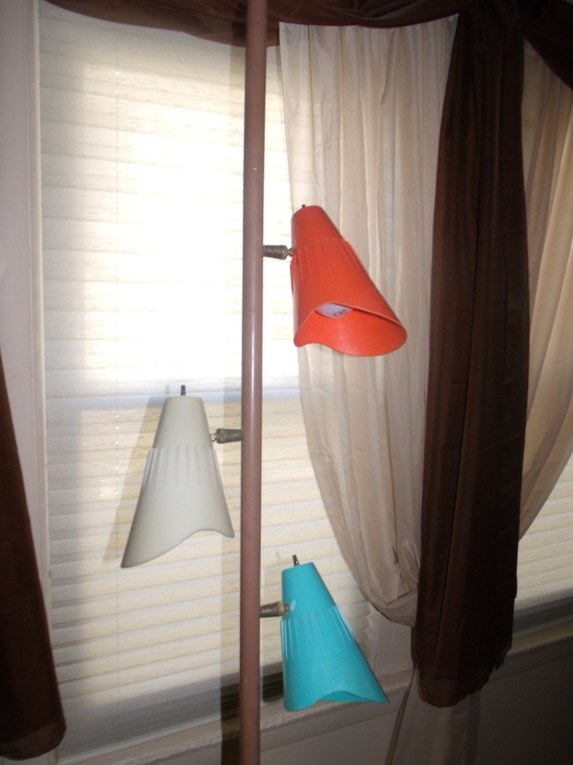 Tension Pole Floor Lamp Mid Century Modern MCM Three Light