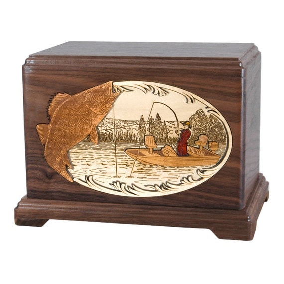 Walnut Walleye Fishing Boat Hampton Wood Cremation Urn
