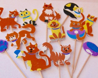 cute cats cupcake toppers food picks birthdays 12 x cupcake toppers
