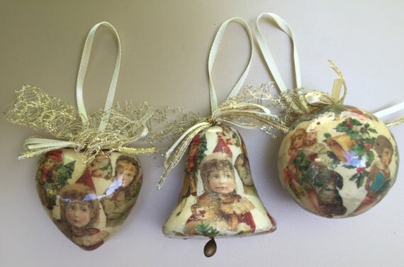 ON SALE  Christmas  Tree Ornaments  Set  of 3 by 